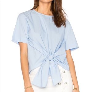 J.O.A Tie Waist Top in Blue (from Revolve)